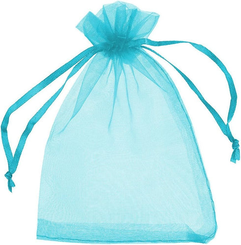 100/200PCS Organza Gift Candy Sheer Bags Mesh Jewelry Pouches Drawstring Bulk for Wedding Party Favors Christmas (5" X 7"(100PCS), Teal Blue)...
