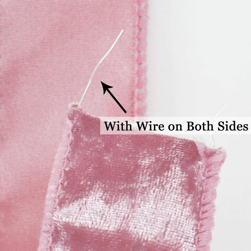 HUIHUANG Pink Velvet Wired Ribbon 1-1/2", Light Pink Velvet Wire Ribbon for Easter Wreath Supplies, Bows Making, Garland, Gift Wrapping, Spring De...