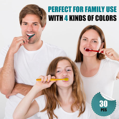 30pcs Individually Wrapped Bulk Toothbrushes, Colorful Manual Disposable Travel Toothbrush Set for Adult, Kid, Medium Soft Bristles, for Travel, H...