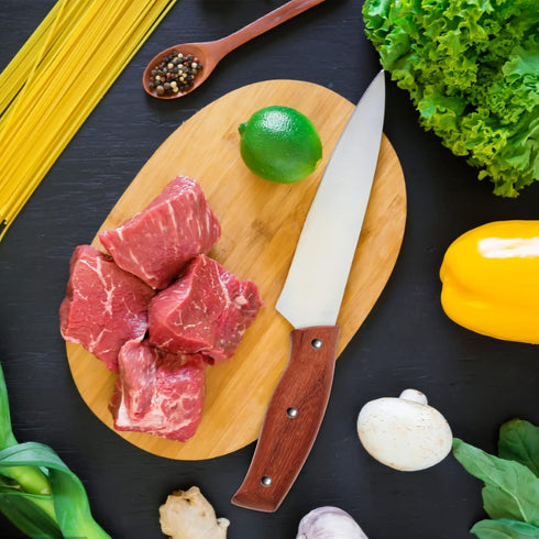 Zerodeko Kitchen Knife Replacement Handle Wooden Knife Repair Handle Cutter Grip Handle Knife Replacement Accessories Parts with Nuts for Home Dar...