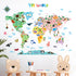 DECOWALL SG2-1615S Animal World Map Kids Wall Decals Wall Stickers Peel and Stick Removable Wall Stickers for Kids Nursery Bedroom Living Room (La...