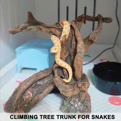 Hermit Crab Climbing Toys Aquarium Decorations Artificial Tree Trunk Ornaments Betta Fish Hideout Caves Reptile Habitat Decor Accessories for Leop...