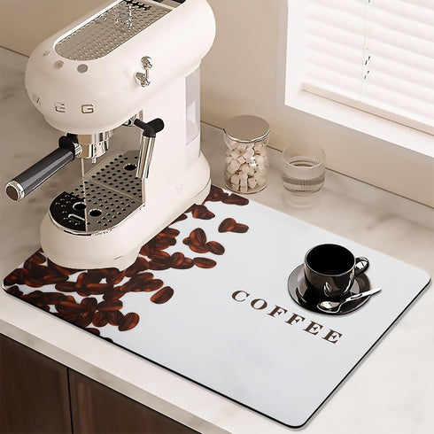 Coffee Bar Dish Drying Mat Hide Stain Rubber Backed Absorbent Coffee Bar Mat Accessories for Kitchen Counter Fit Under Coffee Maker Coffee Machine...