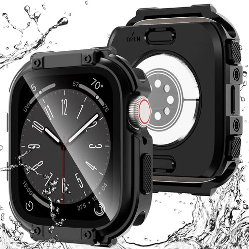 Wingle Rugged Waterproof Case for Apple Watch 45mm Series 9 8 7 Screen Protector with Tempered Glass, 2 in 1 Military Grade 360 Full Protective Bu...