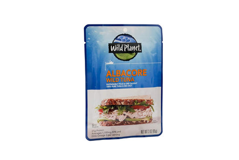 Wild Planet Wild Albacore Tuna, Sea Salt, Sustainably Wild-Caught, Kosher, Gluten Free, Keto and Paleo, 3rd Party Mercury Tested, 3 Ounce Pouch (P...