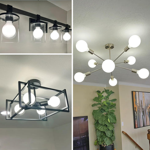 6 Pack G25/G80 Globe LED Bulb, Natural White 4000K Dimmable LED Globe Bulb, 5W Equivalent 40W LED Globe Light Bulbs, CRI 90+, Milky Glass, LED Bul...