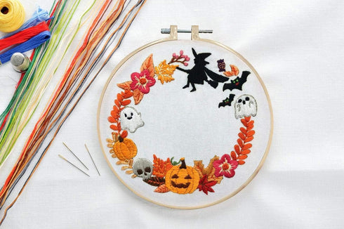 Nuberlic Embroidery Kits Cross Stitch Kit for Beginners Adults DIY Halloween Pumpkin Wreath Crafts...