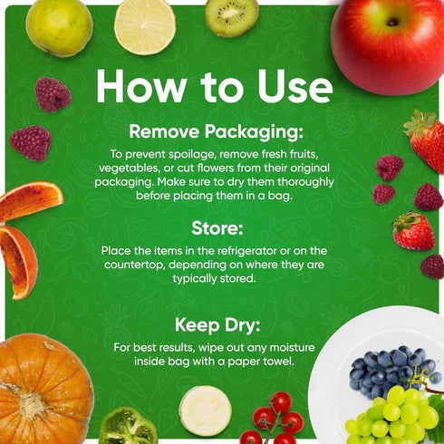 30-Pack (15M, 15L) - Extend Shelf Life, Reusable Produce Bags For Refrigerator, Keeps Fruits, Vegetables & Herbs Fresh Longer, Reusable Vegetable ...