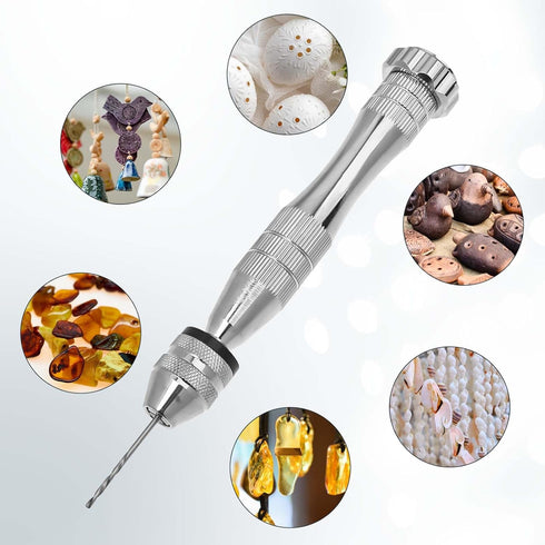 21 Pieces Pin Vise Hand Drill Bits Set Include Hand Drill Pin Vise Spiral Rotary Tool with 20 Pieces 0.3-1.6 mm Micro Twist Drill Bits for Resin C...