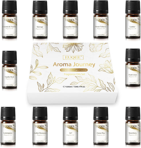 12PCS Fragrance Oils Gift Set, Premium Aroma Journey Aromatherapy Oils for Women, Diffuser, Soap Candle Making - 5ml/0.17fl. oz...