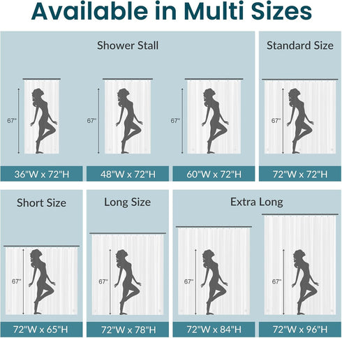 Titanker Long 72 x 78 Plastic Inside Shower Curtain Liner Frosted Waterproof PEVA Shower Curtains for Bathroom with Magnets and Rustproof Metal Gr...