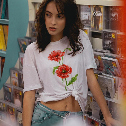 FINGERINSPIRE Layered Poppy Flower Painting Stencil 11.8x11.8 inch Reusable Poppy Wildflower Drawing Template DIY Craft Plant Floral Decoration St...