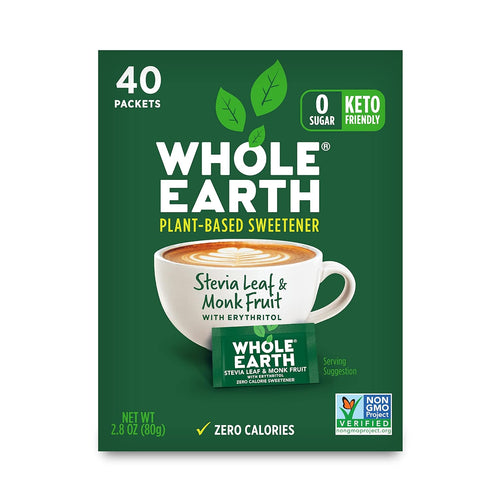 Whole Earth Sweetener Co. NATURE SWEET Stevia & Monk Fruit Sweetener, Erythritol Sweetener, Stevia Packets, Sugar Substitute, Natural Sweetener, 4...