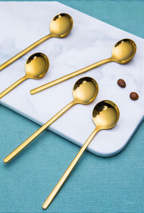 6.7 Inches 304 Stainless Steel Mixing Spoons, Stirring Spoons, Tea Spoons, Gold Teaspoons, Ice Tea Spoons, Set of 4 (Gold)...