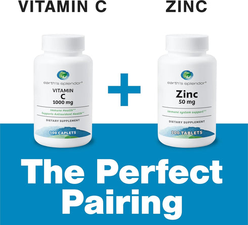 Earth's Splendor Vitamin C 1000 mg Dietary Supplement for Men & Women, Immune Support, Supports Antioxidant Health (100 Caplets, 3+ Month Supply P...