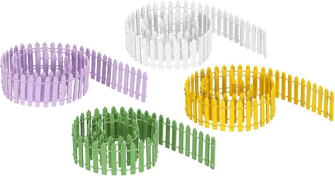 MECCANIXITY Miniature Garden Fence, 35 Inch Long Wood Ornament Wooden Decorative Picket Fence for DIY Crafts Project,Light Green, Deep Purple, Yel...