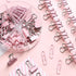 Pink Paper Clips and Binder Clips Set, 3 Pack, 216 pcs, Metal Assorted Sized Binders with Push Pins, Cute Office Supplies for Desk, Desk Accessori...