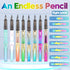 8 sets of infinite inkless pencils with erasers, no sharpening, comes with 8 spare replacement pen heads, cute school home office supplies for wri...