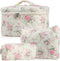 Cute Makeup Bag for Women(3 Pcs), Quilted Floral Coquette Aesthetic Make up Bags, Travel Cosmetic Bags Toiletry Organizer Bag(Pink Flower)...