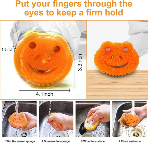SmilePowo 5 Pack Scrub Sponge, Dual-Sided Temperature Controlled Kitchen Sponge for Dishes, Frog Bulk Sponges Household Cleaning Pads,Multi-Functi...