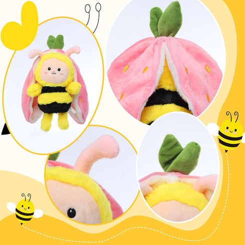 MIAODAM Bee Plush Pillow Stuffed Animal Snuggly Pillow Cute Plush Toy Bee Plushie Kawaii Soft Hugging Pillow for Kids Boys Girls (7.8inch)...