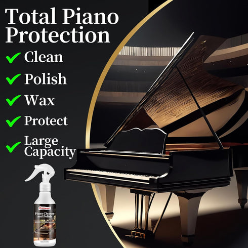 Piano Cleaner and Polish, Clean, Wax and Protect Glossy All in One Bottle Restore the Shine, Remove Fingerprints and Stains, and Enhance the Brigh...