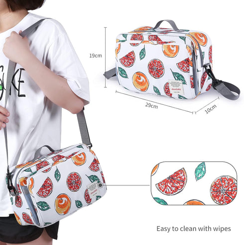 Non-Slip Stroller Organizer Bag for Diapers with Insulated Pocket, Stroller Hooks and Adjustable Strap,Universal Fit Most Strollers, Fruits...