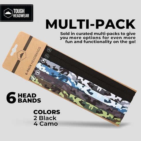 Tough Headwear Thin Elastic Headbands for Men - Sports Hair Head Band for Women & Men - Non Slip Mens Workout Headband - Running or Soccer Headban...
