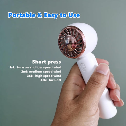 Easy to Use Personal Handheld Mini Fan, Small Portable Rechargeable USB Fan, Cute Design Makeup Desk Fan,Light Weight Powerful Battery Operated ha...