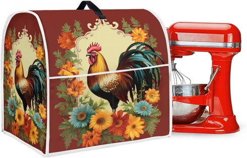 Sunflower Rooster Stand Mixer Covers Compatible with 4.5-5 Quart Kitchen Aid Mixer, Washable Kitchen Appliance Cover Universal Fit Coffee Maker Bl...