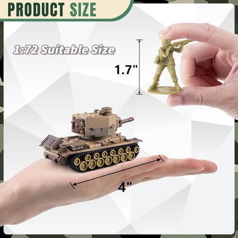 1:72 US Army Tank ? Army Men Toys Playset, includes 2pc US Tank-7 Models with 10pc Toy Soldiers, Desert Tan and Olive Drab Green, Perfect Military...