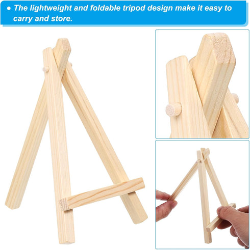 PATIKIL 5.9" Wooden Art Easel, 4 Pack Display Stand Portable Tripod Holder Canvas Frame Foldable Artist Tabletop Display for Drawing Painting Art ...