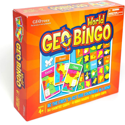 GeoToys GeoBingo, World Bingo for Kids, Geography Game for Home, School, or Camp, Classic Bingo Games for Family, Play & Learn Countries of the Wo...
