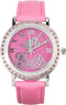 Accutime Barbie Women's Pink Glitter Analog Watch with Faux Leather Strap - Elegant Timepiece Inspired by Barbie The Movie, Silhouette Dial - BAR5...