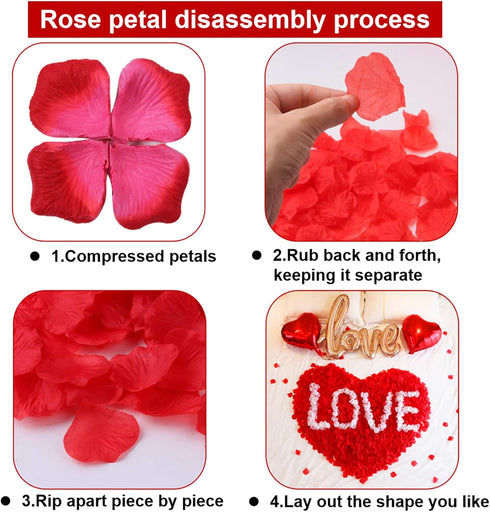 AWCCXMYM 3000 PCS Red Artificial Fake Rose Petals for Romantic Night, Romantic Artistic Festive Atmosphere Creation for Marriage Proposa Wedding V...