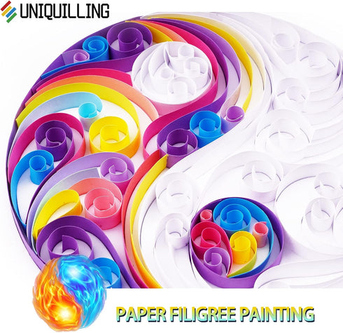 Uniquilling Quilling Kit, Paper Quilling Kits, 8 * 10-in Colorful Yin Yang Paper Filigree Kits with Quilling Tools& Using Manual, DIY Quilling Art...