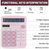 Calculators Desktop, Pink Calculator, Cute Calculator 12 Digit Desk Calculator Large Display, Dual Power Solar Battery, Office Home School Supplie...