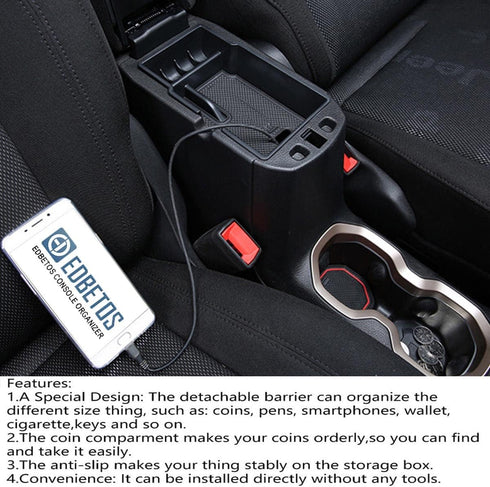 EDBETOS Center Console Organizer Tray Compatible with Renegade Accessories 2015-2019 2020 2021 2022 Armrest Glove Box Secondary Storage (White Tri...