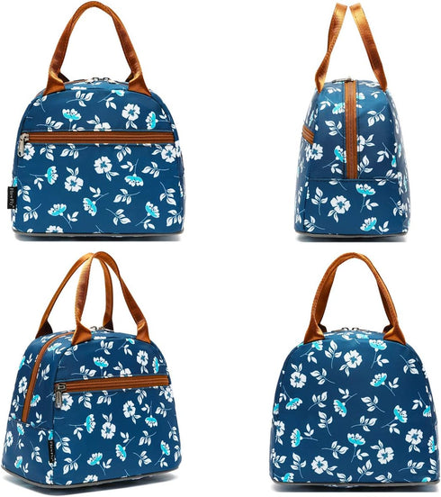 FlowFly Insulated Lunch Cooler Bag - Tote Bag Organizer for Women/Men, Floral#White...