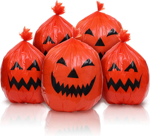12 Pieces Pumpkin Lawn Bags Halloween Plastic Leaf Bags Pumpkin Pattern Lawn Bags for Outdoor Fall Halloween Trash Bag Decoration Pumpkin Lawn Bag...