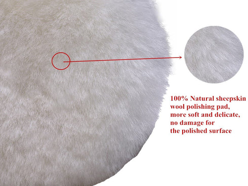 Gracefur 10 Pcs 3 Inch Lambs Wool Polishing Pads with Hook and Loop Back, Soft Sheepskin Buffing Pads for Vehicles, Boat, Furniture, Floors and So...