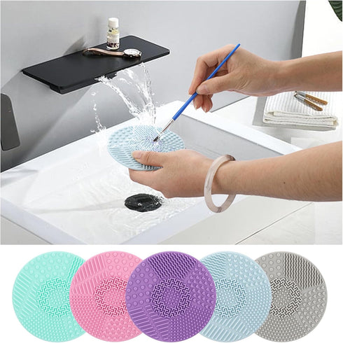 BTSKY 5 Pack Silicone Brush Cleaning Mat, Paint Brush Cleaner Mat with Suction Cup, Stylish Cosmetic Brush Cleaner Pad, Practical Brush Cleaner Ac...