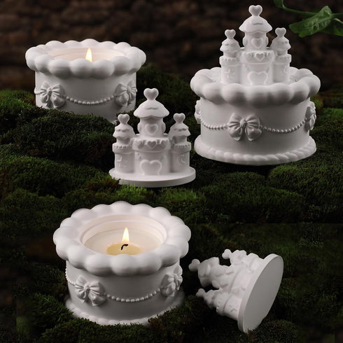 Storage Box Resin Mold with Lid, Cake Shaped Jar Silicone Mold, Cake Castle Resin Jar Mold for Epoxy Resin, DIY Jewelry Trinket Candy Container Ca...
