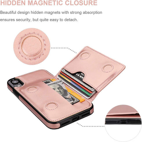 KIHUWEY Compatible with iPhone XR Wallet Case Credit Card Holder, Premium Leather Kickstand Durable Shockproof Protective Cover for iPhone XR 6.1 ...