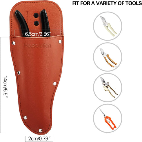 Garden Pruner Sheath, Pruner Tool Holster, Premium PU Leather Holster Protective Case Cover Scabbard for Gardening Pruning Shears Scissor - Brown...