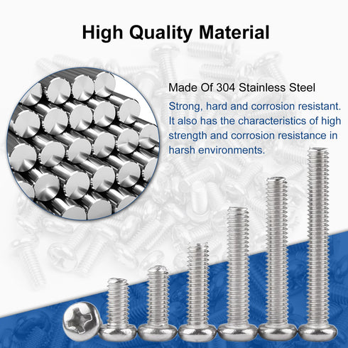 MroMax M5-0.8x90mm Pan Head Phillips Machine Screws 304 Stainless Steel Metric Cross Head Screws Bolts Fasteners Fully Threaded Silver Gray 10Pcs...
