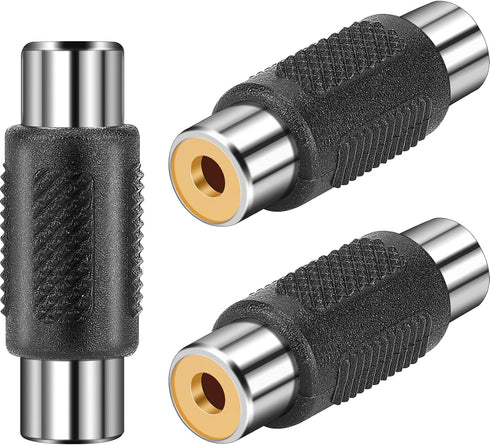 RCA Female to Female Coupler, 3 Pack Audio Video RCA Adapter Connector Gold Plated RCA Jack to Jack Converter RCA Cables Extender for Speaker, Amp...