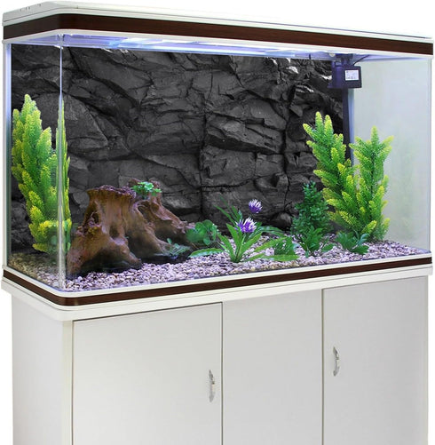 AWERT 30x18 inches Stone Aquarium Background Black Rock Fish Tank Background Rocky Terrarium Background Vinyl...