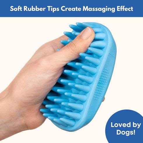 Rubber Dog Bath Brush - Silicone Pet Wash & Massage Brush - Perfect for Bathing, Massaging, & Deshedding - Use Wet or Dry, De-shed or Use it to La...