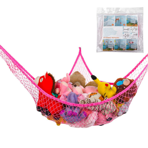 Toy Hammock, Stuffed Animals Hammock, Jumbo Toy Storage Net 83" Wall Sling Corner Extra Large Kids Children Mesh Toy Net Organizer (Pink, 83 Inch)...